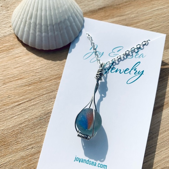 Caribbean Marble Seaglass Necklace - Picture 2 of 9